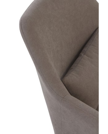 fauteuil tapissé taupe avec coussin, pieds en métal noir