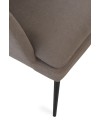 fauteuil tapissé taupe avec coussin, pieds en métal noir