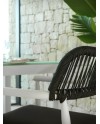 table en aluminium blanc plateau verre 180x100 cm