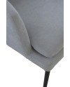 poltrona estofada cor cinza com almofada pés metálicos pretos