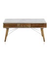 table basse structure blanche et bois de récupération naturel