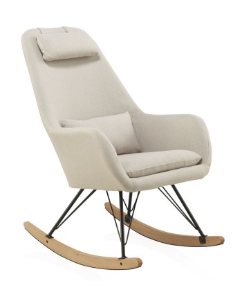 rocking-chair beige pieds métal et bascule en bois de hêtre