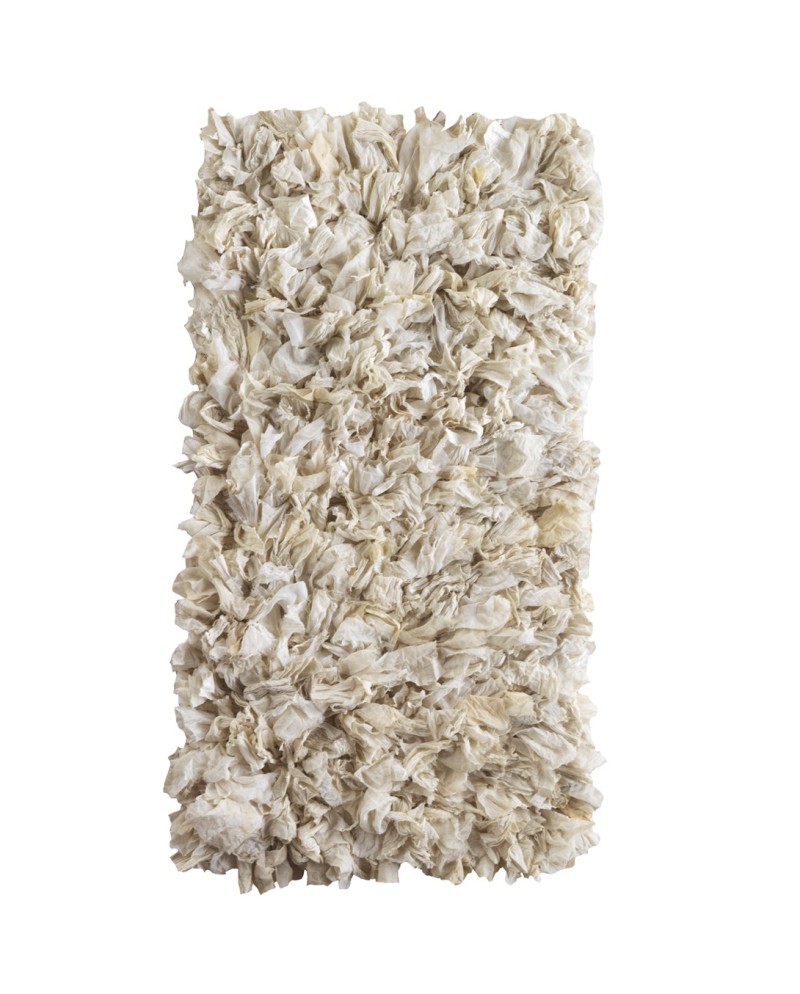 tapis coton et polyester blanc 60x120 cm