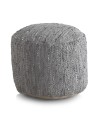 puff redondo couro e algodão 45 diâmetro x 35 cm