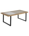 mesa centro madera y hierro con cristal
