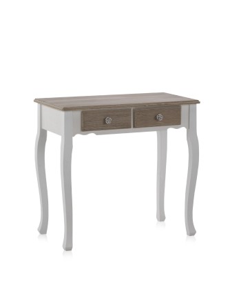 console 2 gavetas espelho-toucador madeira branco e marrom