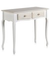 consola madera blanco 2 cajones frontis crema