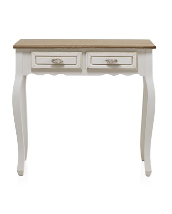 consola 2 cajones madera blanco