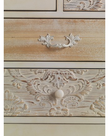 comode 5 tiroirs en bois decoré