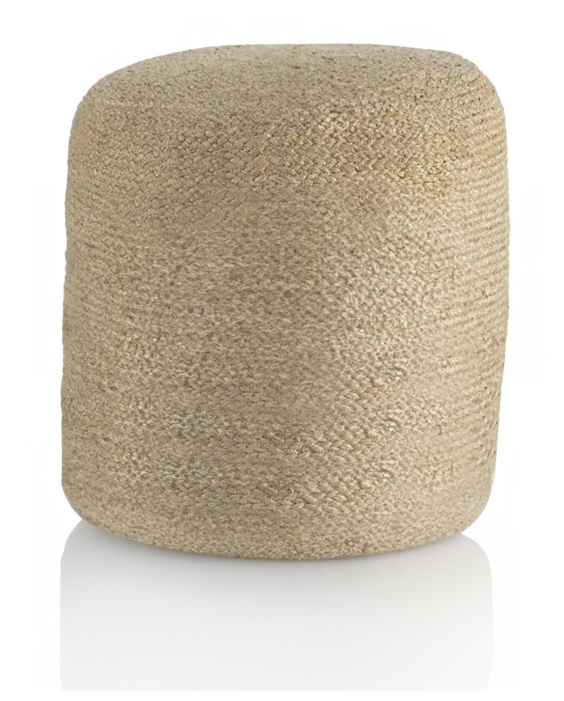 puff bicolor juta natural e algodão 40 diâmetro