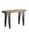 console en bois avec pieds en métal