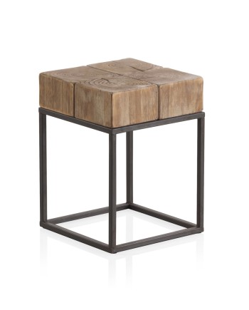 taburete madera y patas metal