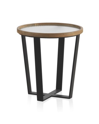 set 2 tables basses rondes avec verre