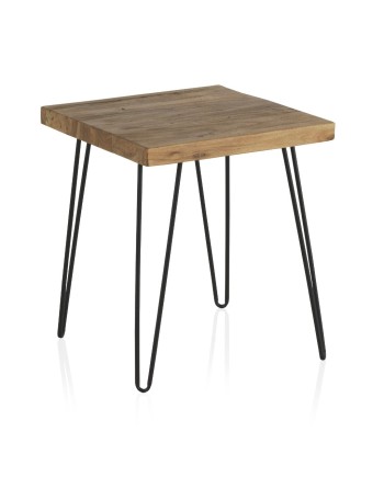 table d'appoint vieux bois d'orme pieds métal