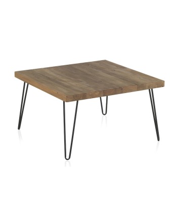 table basse vieux bois d'orme pieds métal