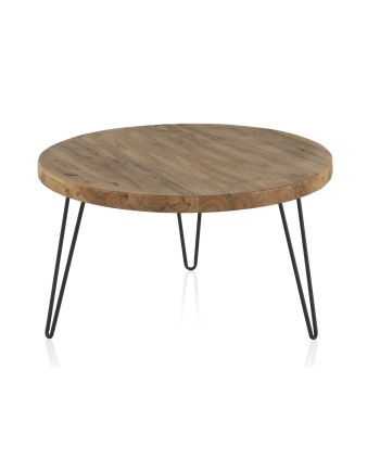 table basse vieux bois d'orme pieds métal