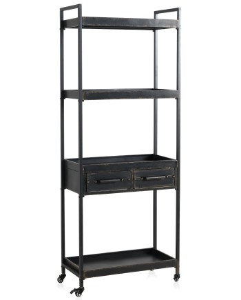 estante 2 cajones estructura metal con ruedas