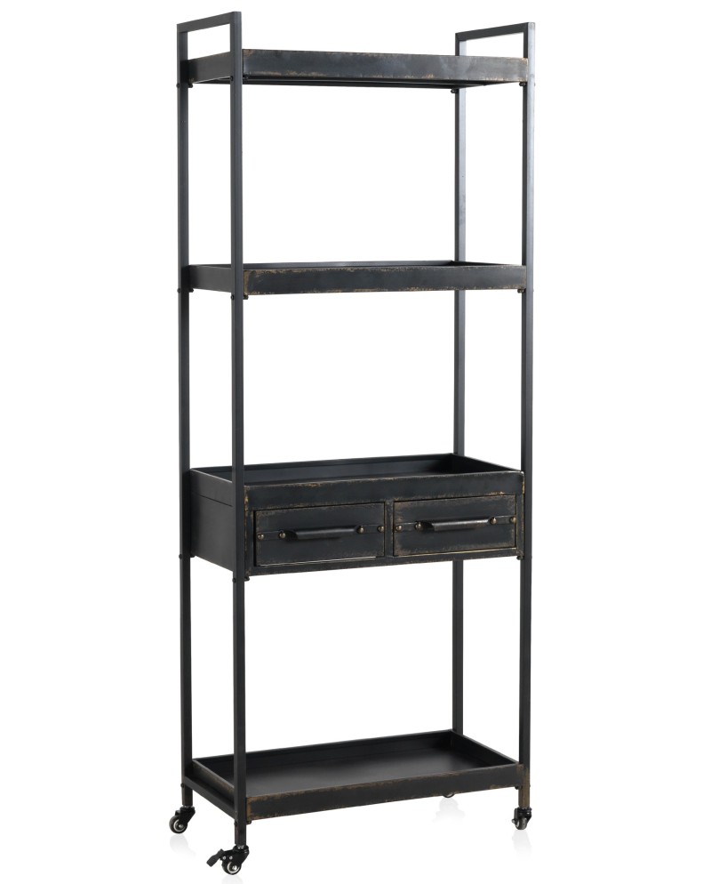 estante 2 cajones estructura metal con ruedas