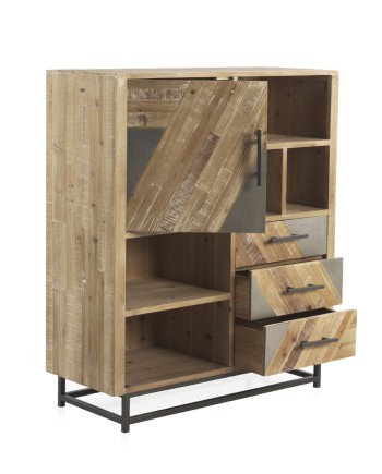 bahut en bois de sapin avec base en tube métallique