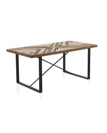 table en bois et pied metal 180x90