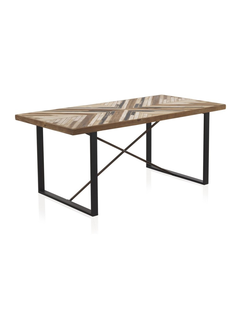 table en bois et pied metal 180x90