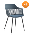 pack 4 poltronas pp azul almofada com pés metálicos