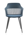 set 4 sillones pp azul cojín con patas metálicas