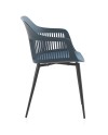 set de 4 fauteuils pp bleu avec coussin et pieds en métal