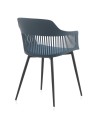 pack 4 poltronas pp azul almofada com pés metálicos