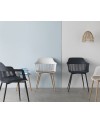 pack 4 poltronas pp azul almofada com pés metálicos