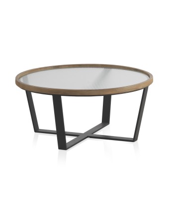 set 2 tables basses rondes avec verre