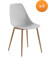 set 4 sillas pp blanco con patas metálicas