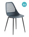 set 4 sillas pp azul con patas metálicas