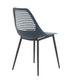 set de 4 chaises pp bleu et pieds en métal