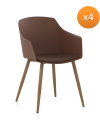 pack 4 poltronas pp marrom almofada com pés metálicos