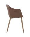 set de 4 fauteuils pp marron avec coussin et pieds en métal