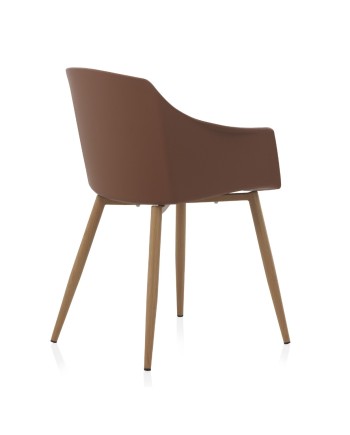 set de 4 fauteuils pp marron avec coussin et pieds en métal