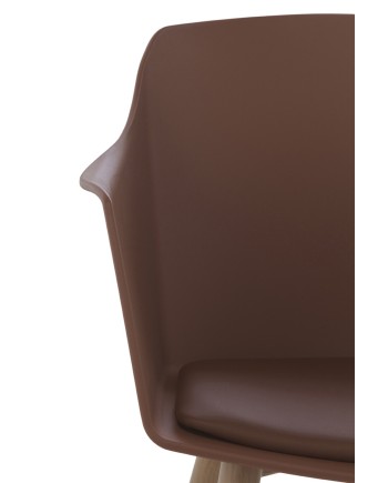 set de 4 fauteuils pp marron avec coussin et pieds en métal