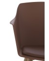 pack 4 poltronas pp marrom almofada com pés metálicos