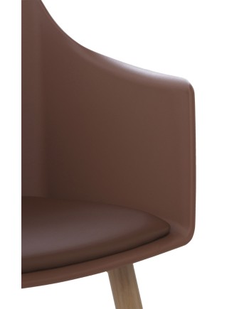 set de 4 fauteuils pp marron avec coussin et pieds en métal