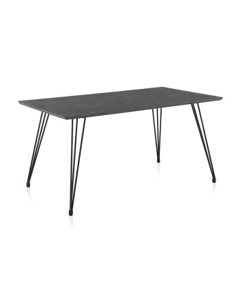 table à manger en mélaminé effet rouille pieds métal 160x90 cm
