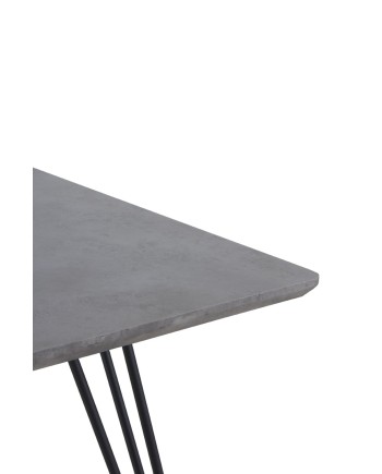 table à manger en mélaminé effet ciment pieds métal 160x90 cm