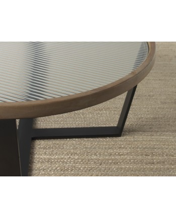 set 2 tables basses rondes avec verre
