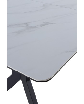 table extensible en céramique blanche avec pieds en métal 160/210x90 cm