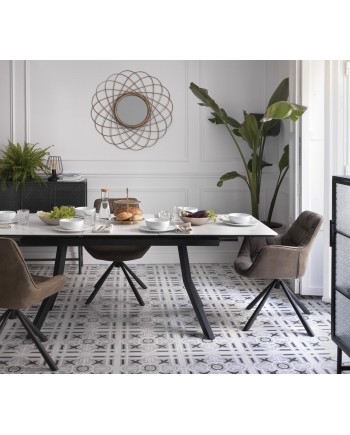 table extensible en céramique blanche avec pieds en métal 160/210x90 cm