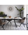 mesa extensível cerâmica branca com pés metal 160210x90