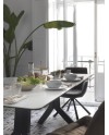 mesa extensible cerámica blanca con patas metal 160210x90