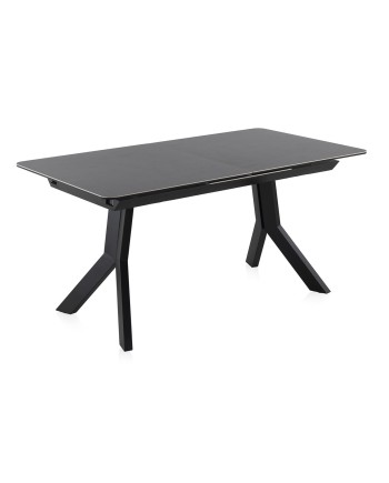 mesa extensível cerâmica cinza com pés metal 160210x90