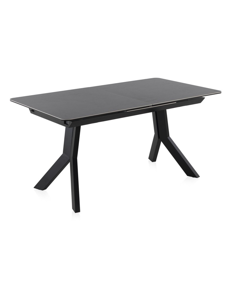 mesa extensível cerâmica cinza com pés metal 160210x90