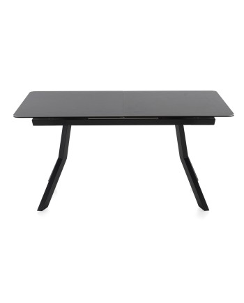 mesa extensível cerâmica cinza com pés metal 160210x90